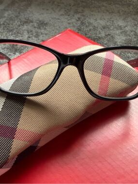 Burberry Black Women's Prescription Glasses with Plaid Case
